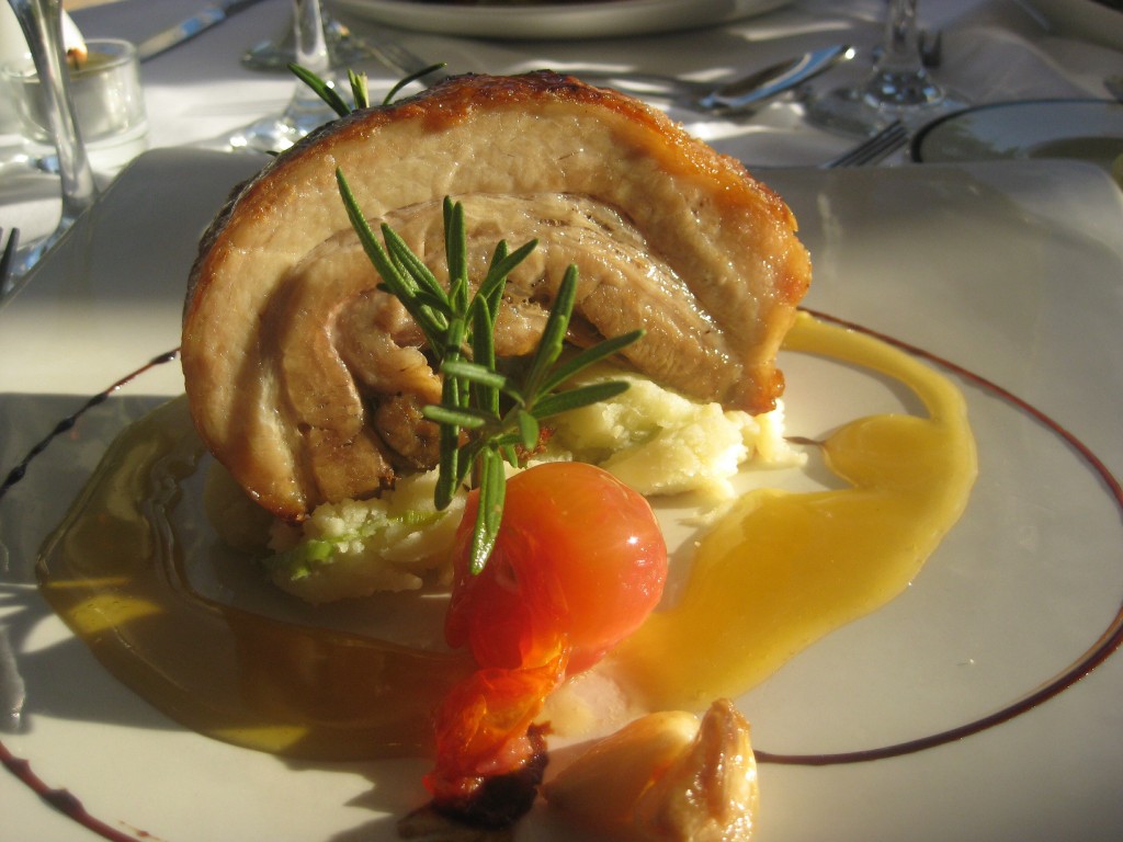 Not a great shot, but it was a beautiful pork belly dish at the Killarny River Court Restaurant