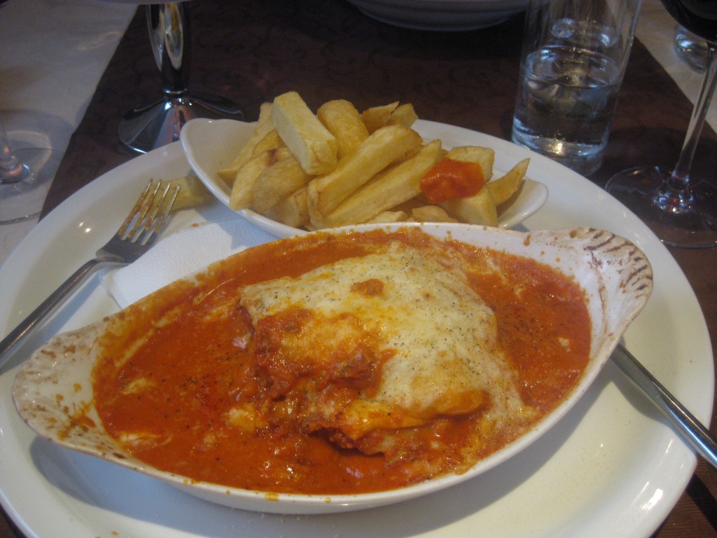 Lasagna in Ireland...with chips.