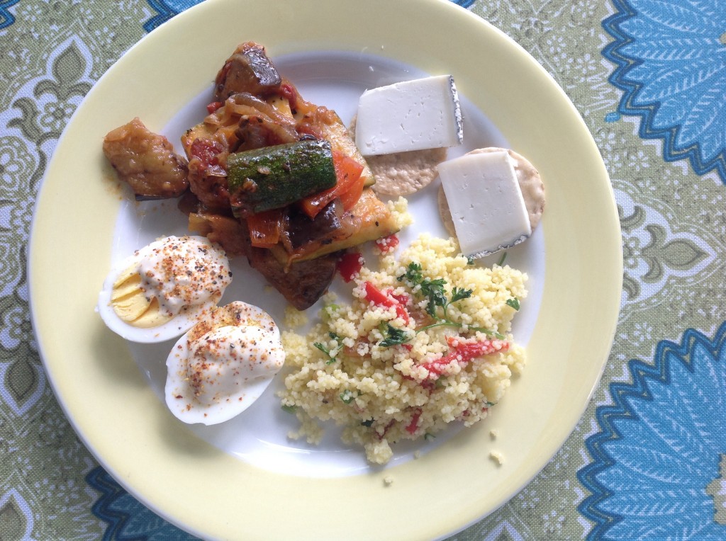 Note the little sprinkles of piment d'Espelette on the deviled eggs.