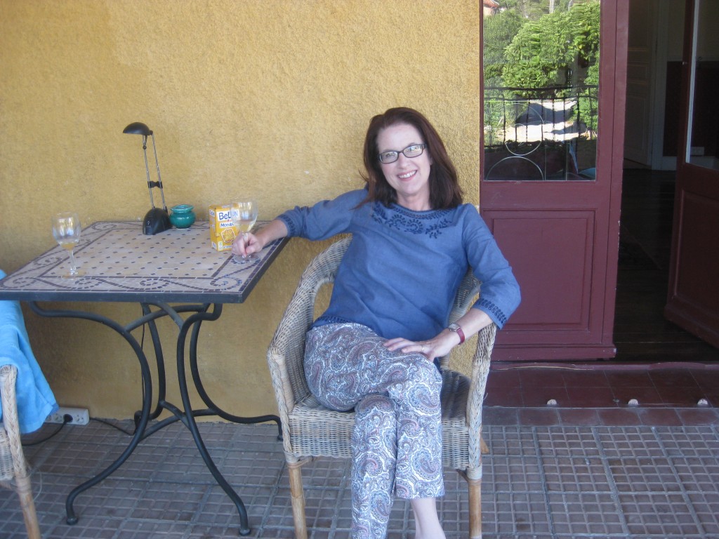 Me. Pretty darn happy on our spacious terrace overlooking the Canigou. 