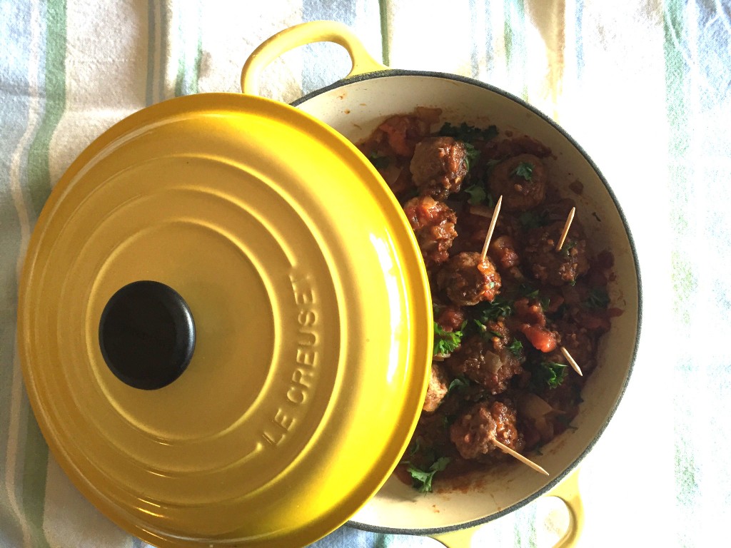 Your braiser makes a good stove-to-table vessel for cooking and serving these. 